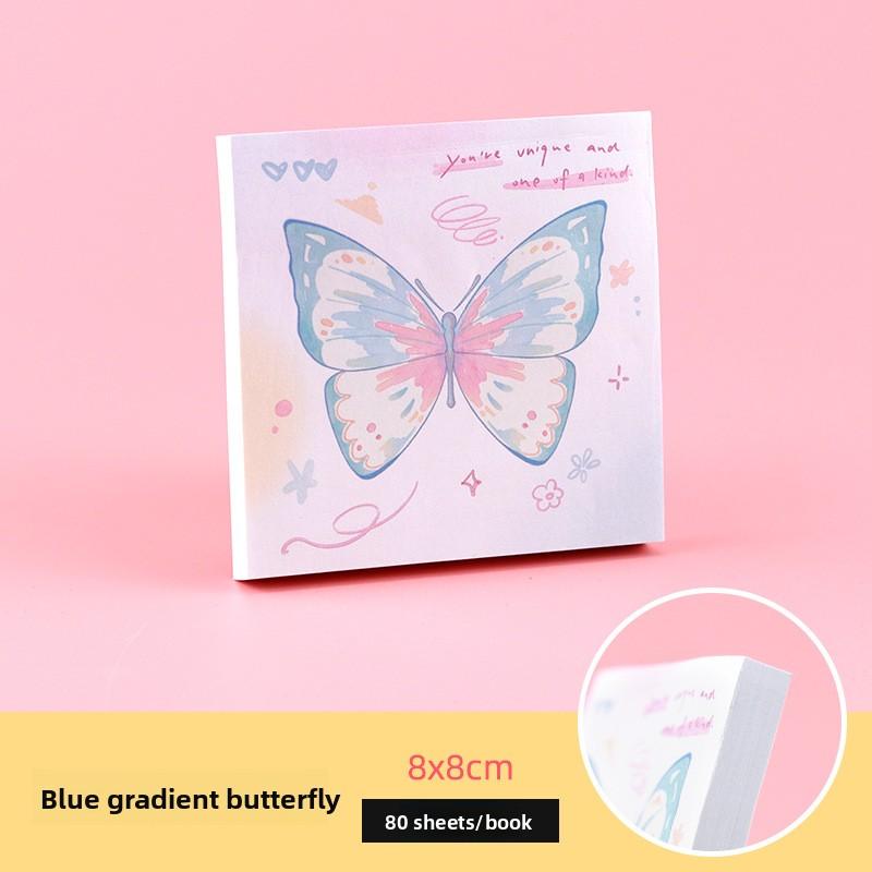 80sheet/pack Gradual Change Butterfly Sticky Note Book Korean Simple Note Book Sticker Base Material Office Accessories