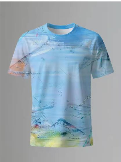 3D Printing Painting T-Shirt Men s Fashion Men s Short Sleeve T-Shirt Summer Round Neck Short Sleeve T-Shirt XXS