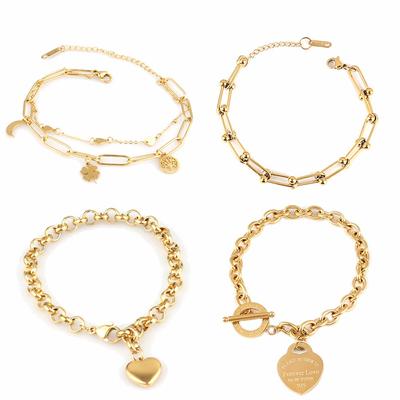 Steel Bracelet For Women Stainless Bracelets Heart Pendant Bracelets Fashion Chain Bracelets Women Thick Bracelet Jewelry Gift