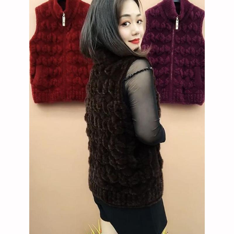 Winter Vest Women's Velvet Warm Zipper Sweater Coat Velvet Middle Aged Old Mother Vest Jacket