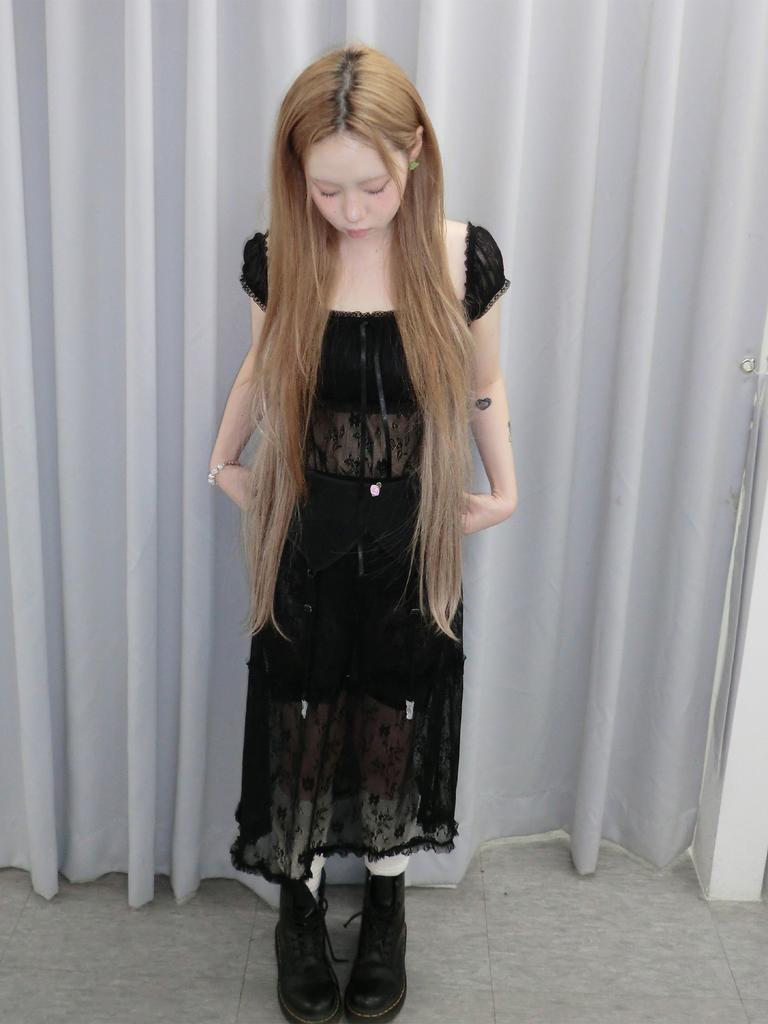Hety Pure Lace Long Dress (Black)