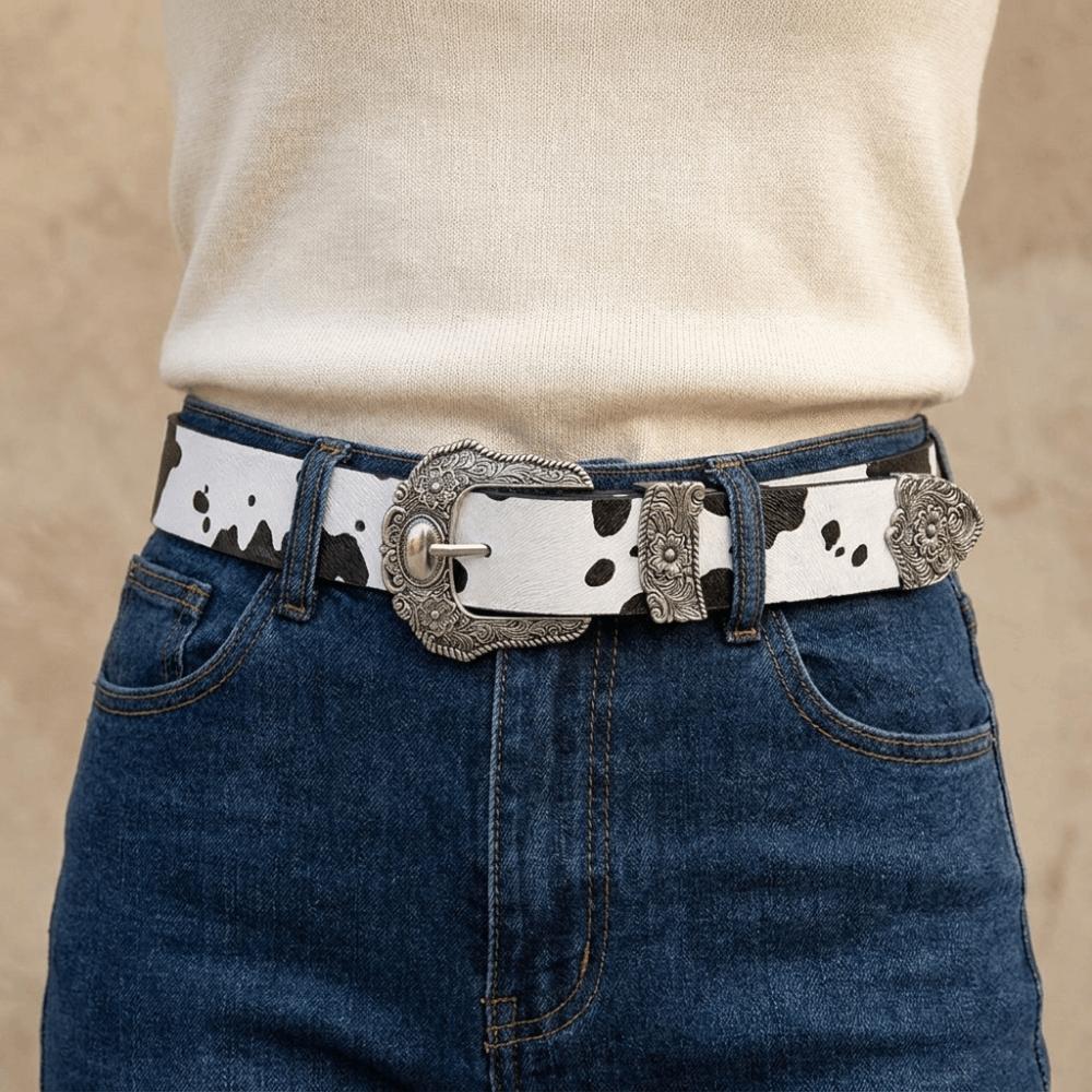 PU Leather Printed Belts Y2K Women Waistband Simple Western Style Belt Women