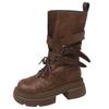 British style thick-soled thick-heeled Martin boots women's summer design sense increases leather boots versatile soft-soled short boots tide