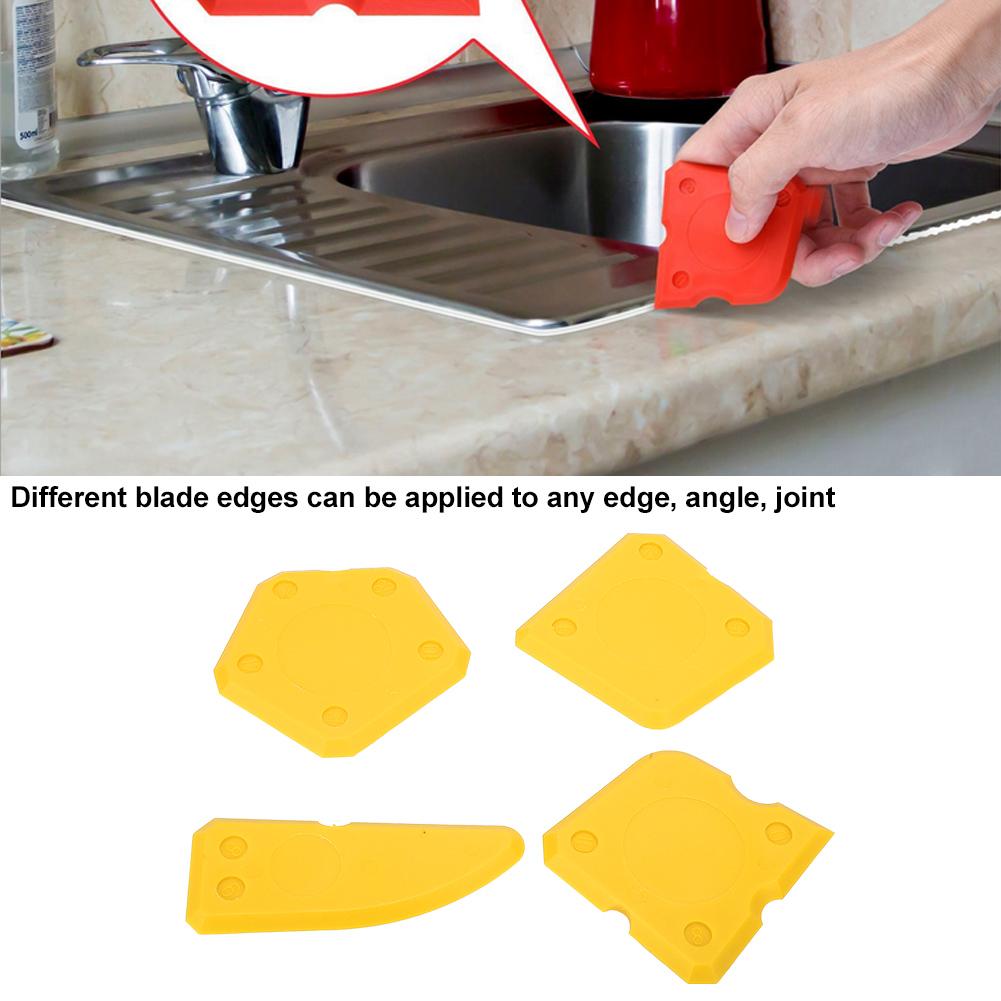 4PCS Caulk Tools Kit Silicone Glass Cement Scraper for Sealant Grout Finishing Sealing (Red)