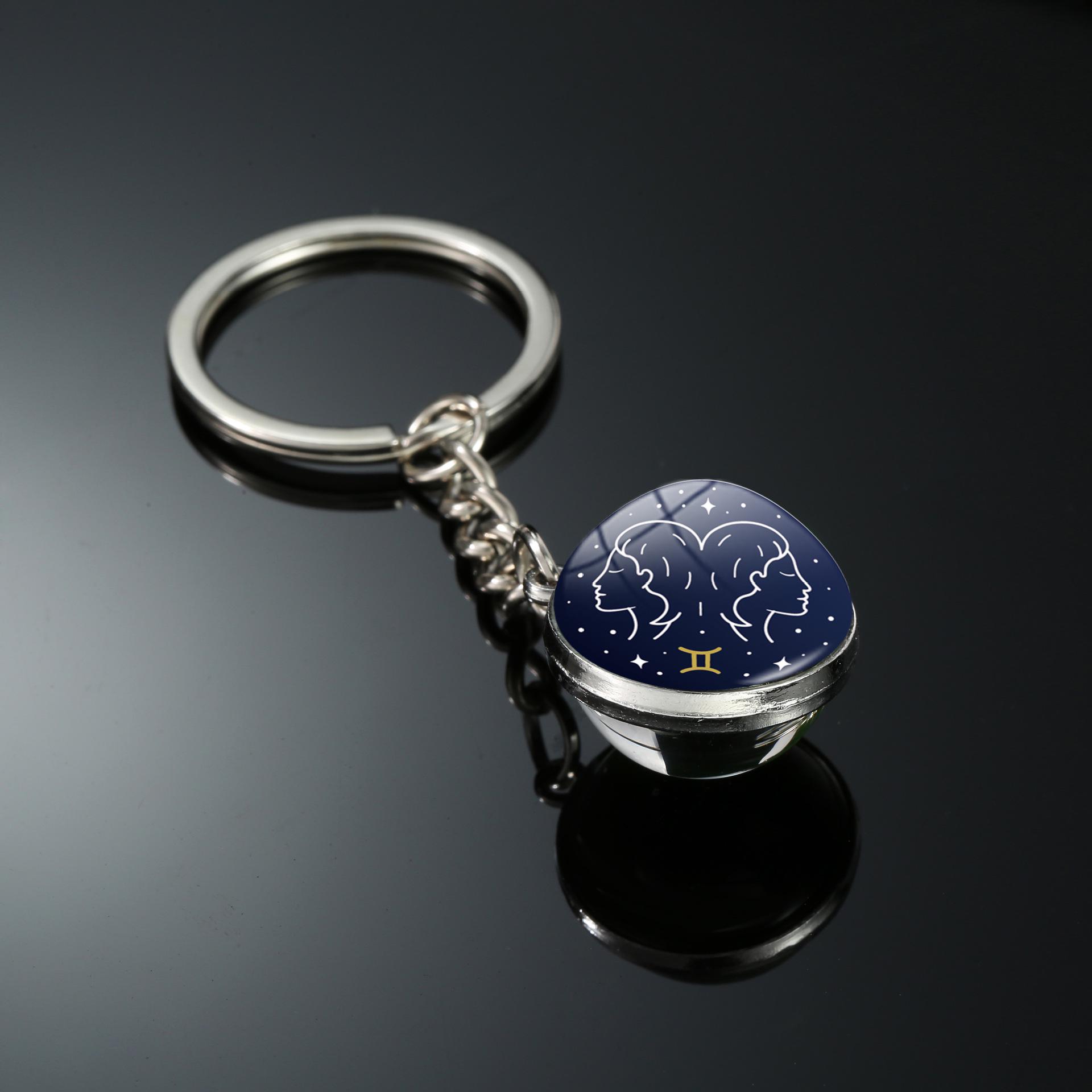 Starry Sky Constellations Spherical Keychain – Double-Sided Glass Pendant Gift for Men and Women