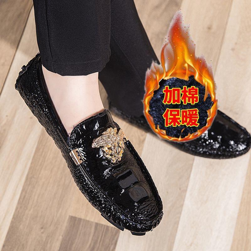 2025 spring new cowhide Doudou shoes men's genuine leather Korean version trendy men's casual leather shoes soft-soled driving men's shoes