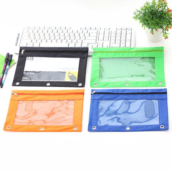 3 Ring Binder File Folder Colorful Fabric Binder Pouch with Clear Window Large Capacity Pencil Pouch for School Office Supplies