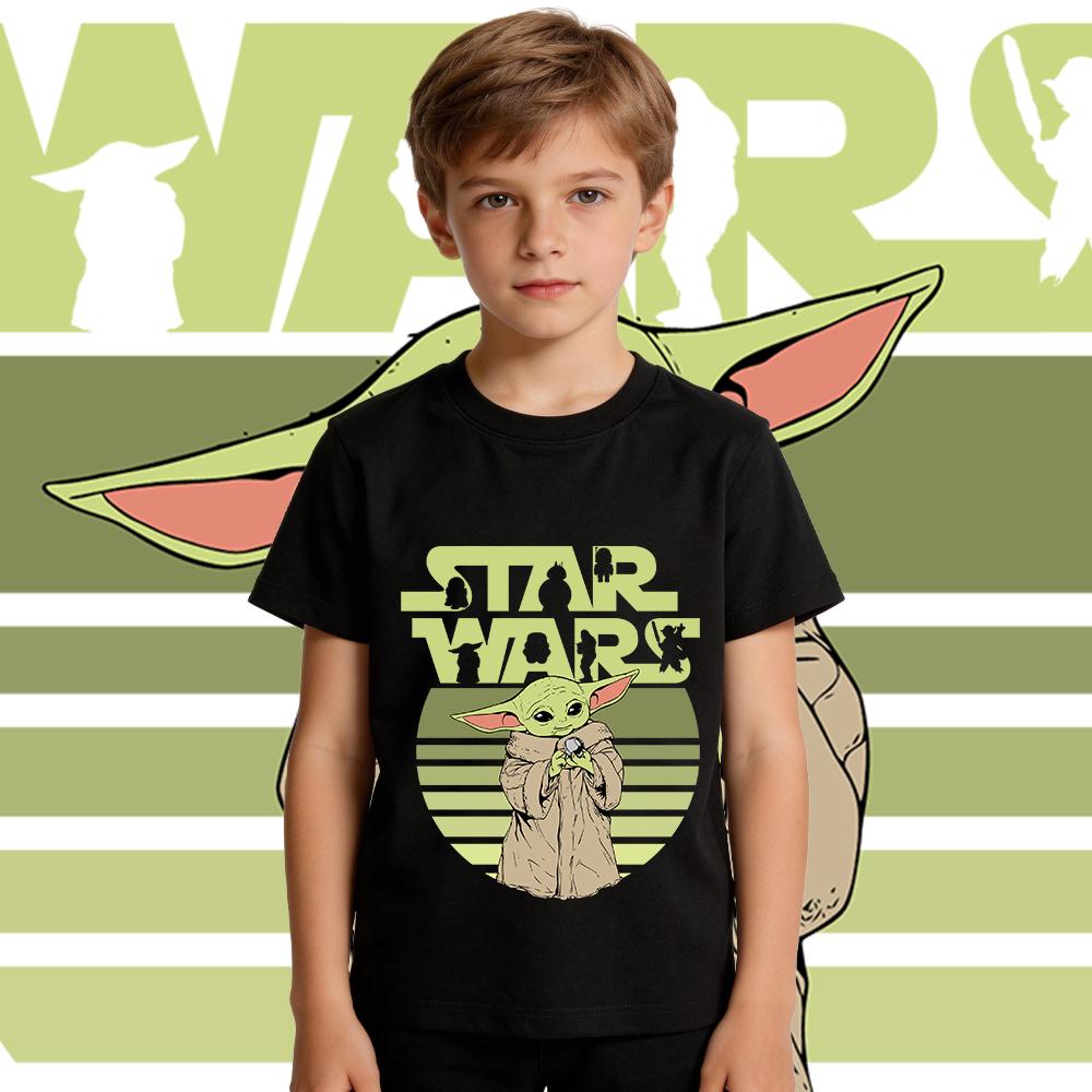 Star Wars Yoda Baby Yoda Print Kids Cotton T Shirt Casual Short Sleeve Tee Boys Girls Toddler Summer Top