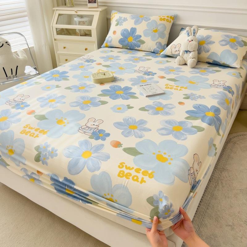 Pure Cotton Bed Sheet Set Cartoon Design Twin Full Size Four Seasons Bedding 100% Cotton Mattress Protector Fresh Style Bed Cover 3 Piece Set