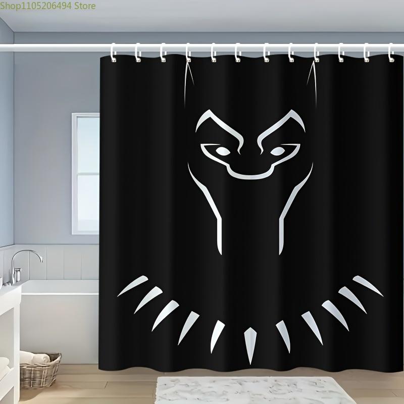

Authorized 1pc MARVEL Black Panther Shower Curtain, Made of Polyester, Includes Hooks, Serves As a Bathtub Divider, And Is a B 90x180cm