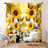 Sunflower Butterfly Print Curtains Polyester Pocket Rod Top Bedroom Living Room Office All Season Home Decor Curtain Ideal For Sitting