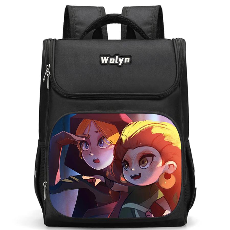 Schulrucksack mit mehreren Fächern, Geeignet für Jungen, Großer Cartoon-Wolfwalkers-Rucksack, Strapazierfähiger Kinderrucksack für 6-10