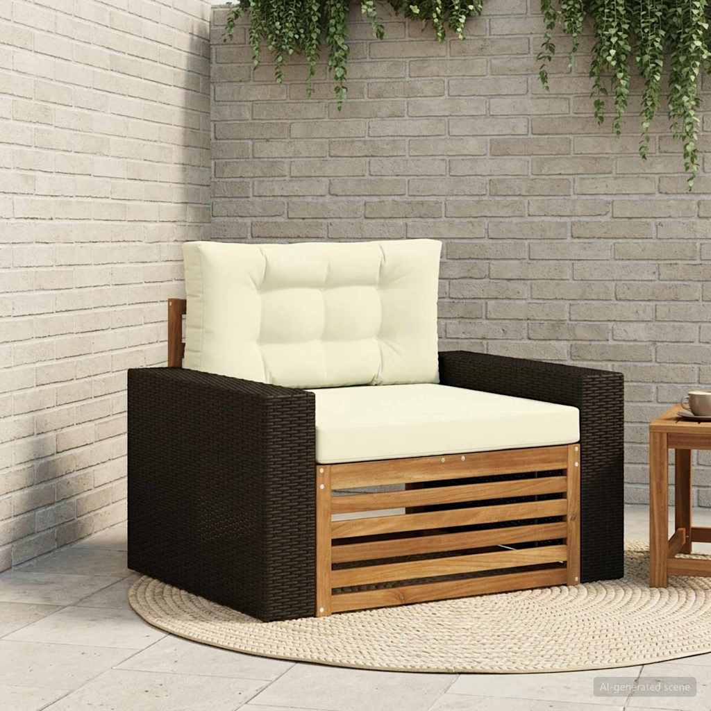 Outdoor Mid Size Sofa Solid Acacia Wood Natural