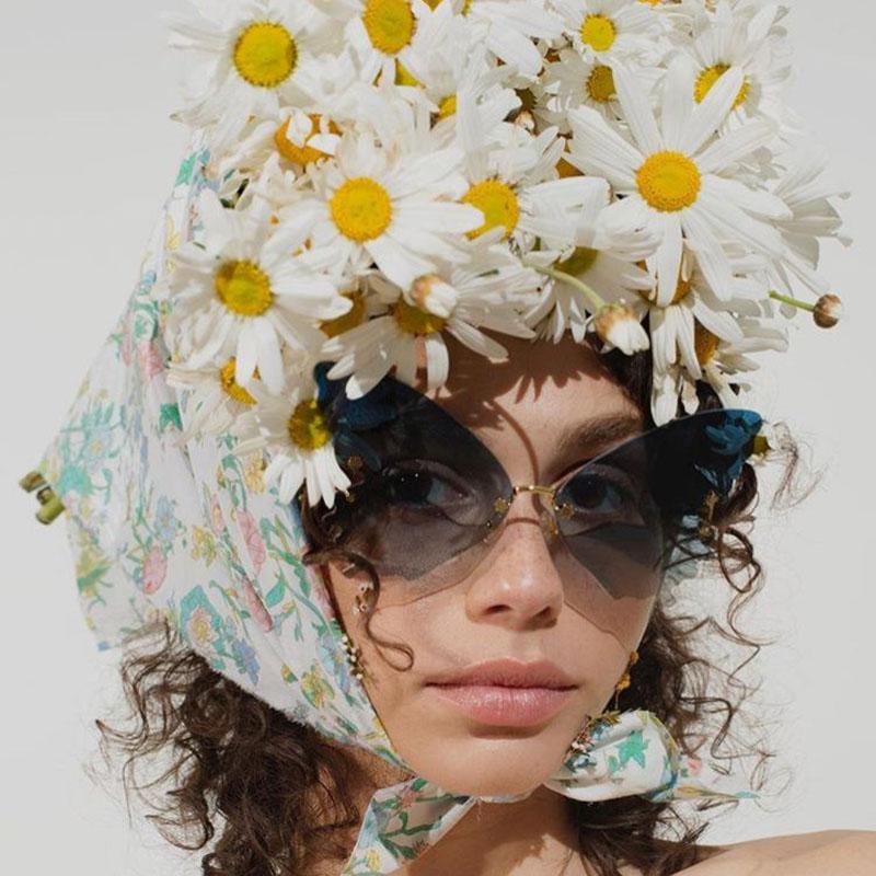 Auto-Schmetterlings-Sonnenbrille für Herren und Damen, UV-Schutz, Vintage-Radsport, randlose Sonnenbrille aus Metall