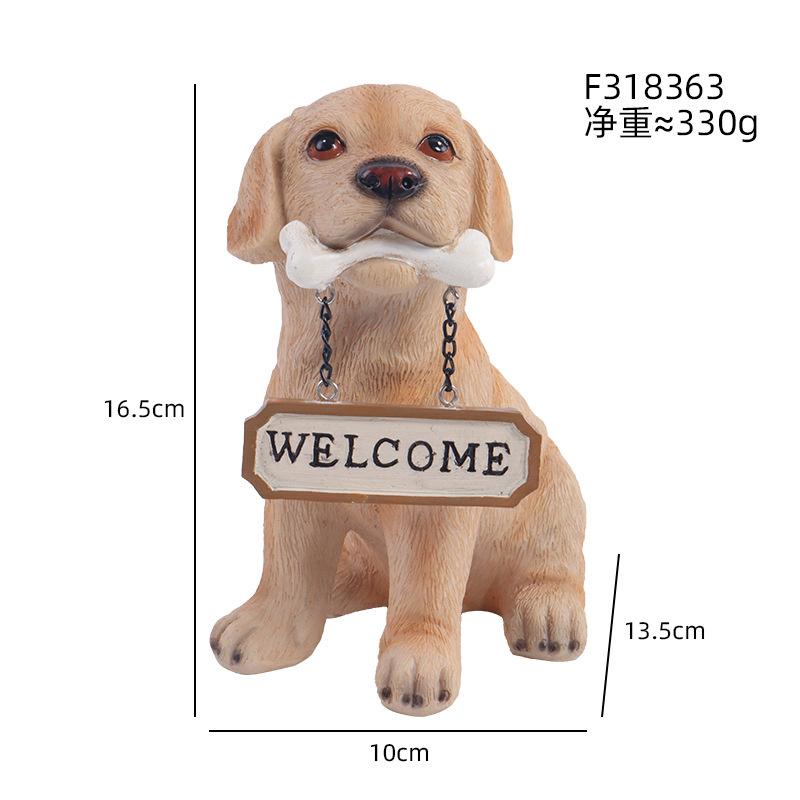 

Outdoor Resin Dog Statue With Welcome Sign For Garden Park Landscape Decoration And Creative Home Entrance Sculpture Ornament