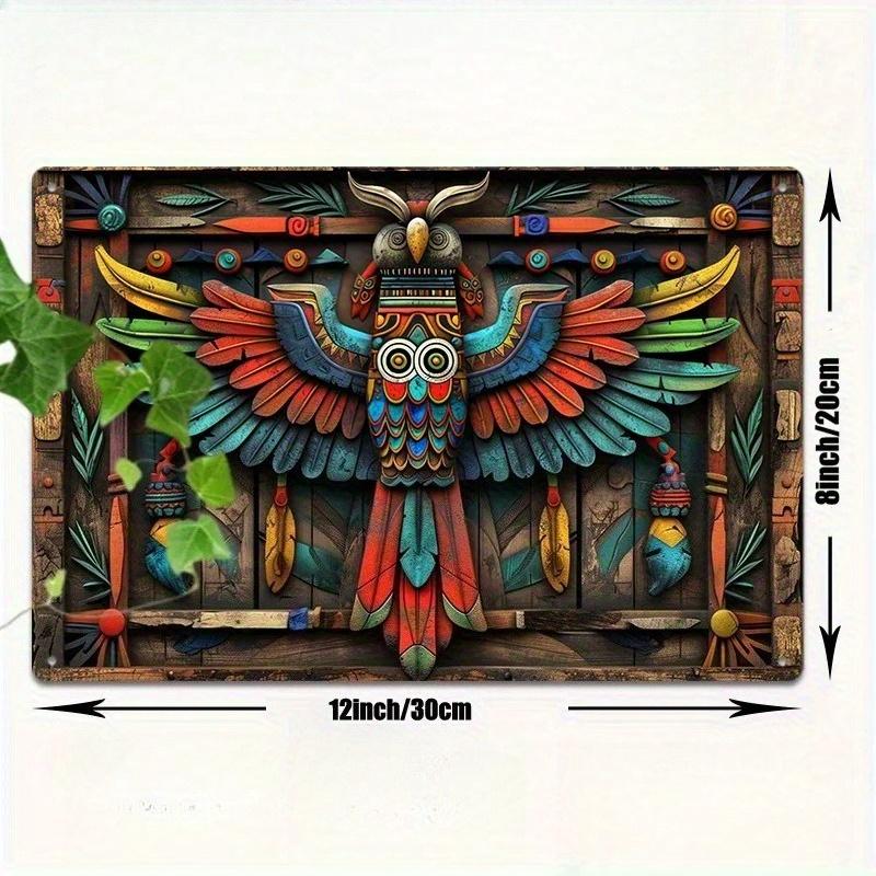 

2d Flat 30*20cm, Wooden Aztec Owl Wall Art, Vibrant Bird Decoration for Home, Office, or Bathroom, Decorative Wall Poster, for Home, Kitchen, Garden 30*20cm