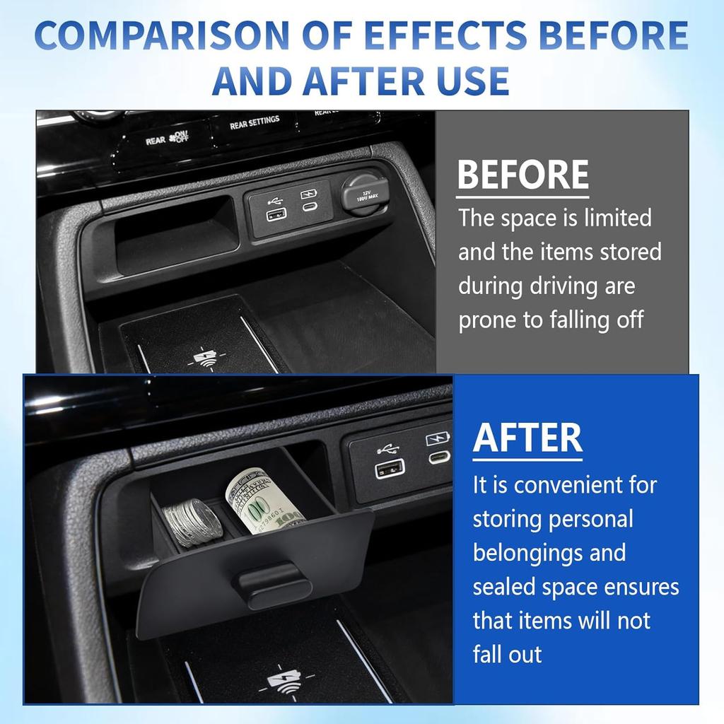Storage Drawer Tray Fit For  2024 2025 Honda Pilot/2026 Honda Passport Accessories - Center Console Organizer Secret Compartment Storage Box Interior