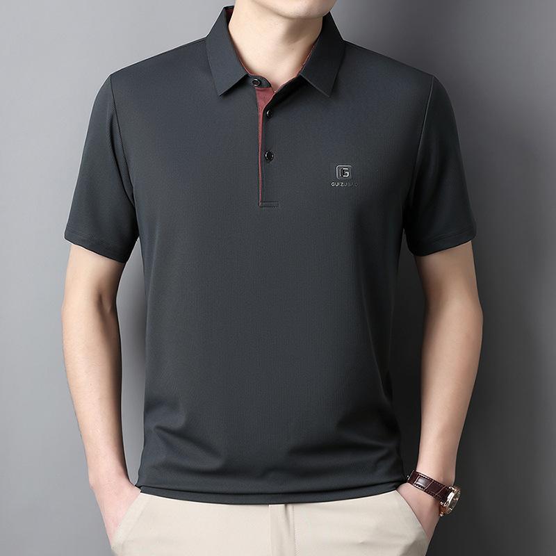 Short Sleeve T-Shirt Men'S Casual Business Blue Men'S Lapel Non-Marking Polo Shirt