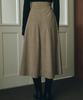 Roeil Mild Corduroy Pintuck Skirt - Khaki Beige