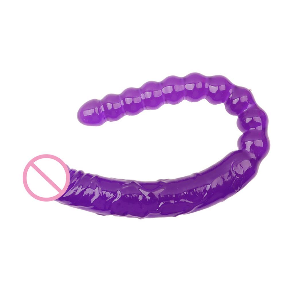 Potreby pre dospelých Sexuálna hračka Obojstranná realistická dildo Flexibilné gélové dildá Penis zadok Análny zadok Zástrčka Masážny prístroj Stimulácia G-bodu