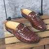 Fashion New Black Summer Men's Sandals Brown Stone Pattern Slip-On Round Toe Loafers Handmade Men Shoes Size 38-47