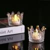 1/2Pcs Exquisite Crown Candle Holders Glass , Creative Glass Tea Light Holder  Home Decor