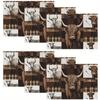 Von 4 oder 6 Platzdeckchen mit Hochlandrindern und Leopardenmuster, aus Buffalo-Plaid-Polyester, geeignet für Küchen-Dekoration im Bauernhof-Stil, und Maschine