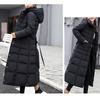 Womens Ladies Warm Plus Size Solid Color Hooded Single Breasted Medium Length Cotton Jacket Waistcoat Slim Cardigan Coat