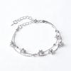 Cute Baby's Breath Stars Silver Bracelet - Double Layer Box Chain Jewelry, Valentine’s Gift for Women
