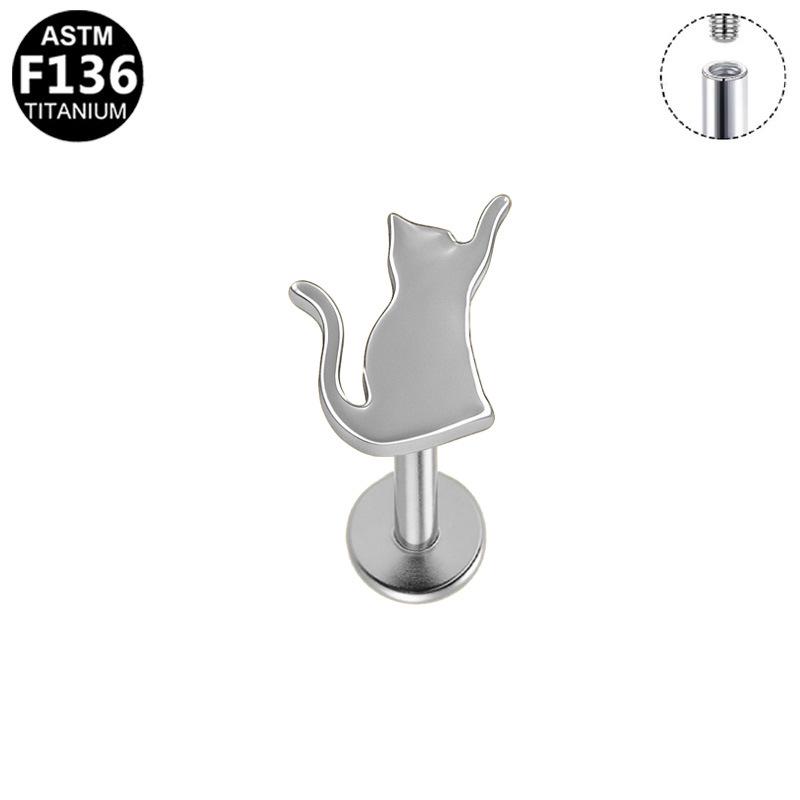 Titanium G23 Fashion Medical Grade Internal Thread Cat Earring