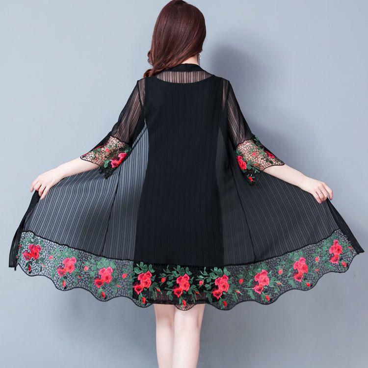 Sonnenschutzkleidung Damen Oberbekleidung Eisseide Strickjacke Dünne Außenschicht Mesh Spitze Top Mittellanges Hemd