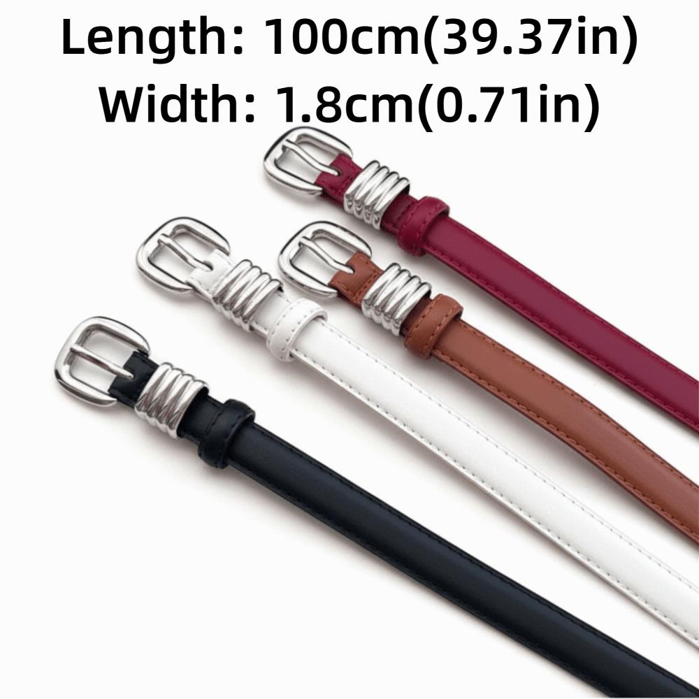 Women's Fashion Korean Style PU Leather Belt Simple Versatile Trendy Waistband Pin Buckle Thin Belt Dresses Decoration