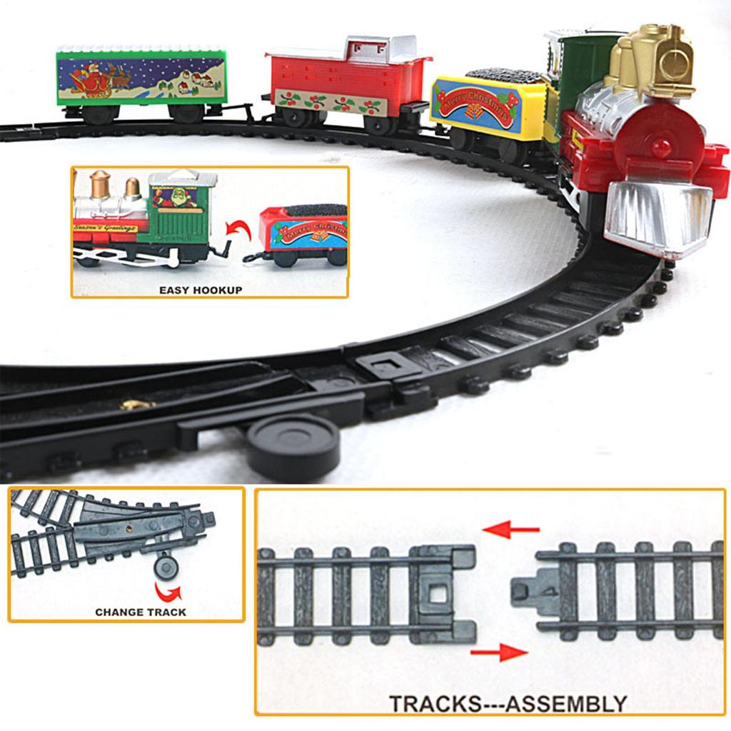Christmas Train Set with Track Small Kids Trains Christmas Toys Ornaments Festive Electric Game for Festival Activities