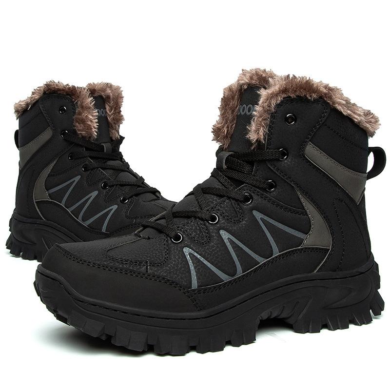Autumn and winter new velvet thick-soled high-top snow boots rubber-soled off-road boots combat boots men's outdoor shoes