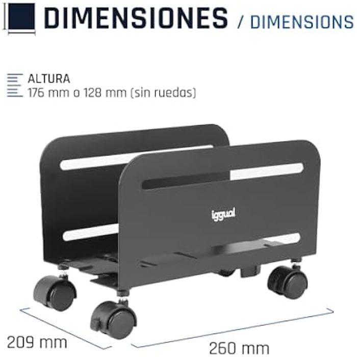 Support CPU - SOP2 - Métallique - Noir - Mobile - Roulettes