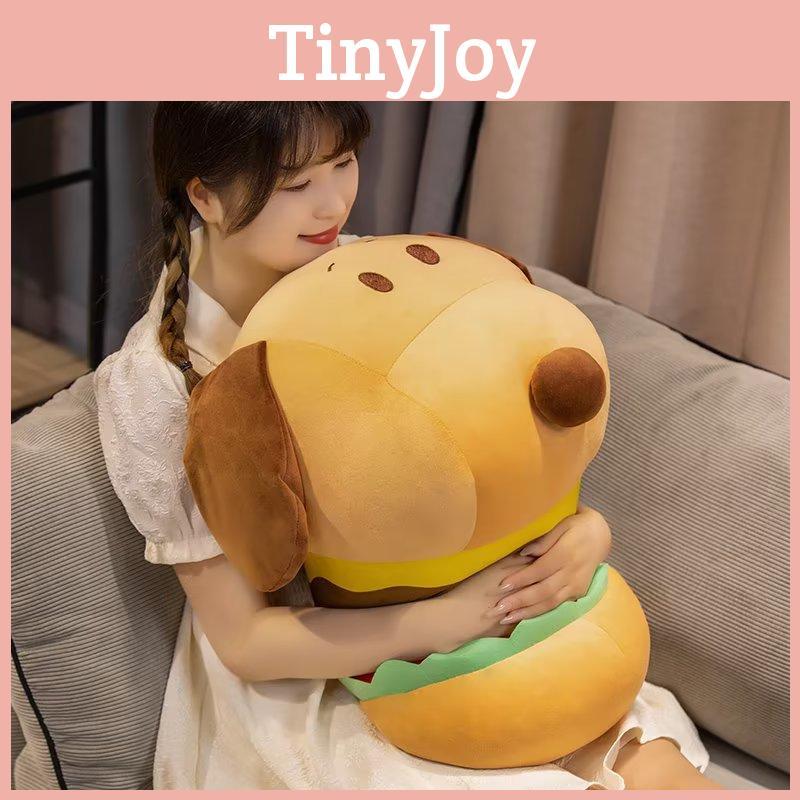 Dog Hamburger Plush Toy Cartoon Stuffed Animal Doll Bedroom Gift Decoration
