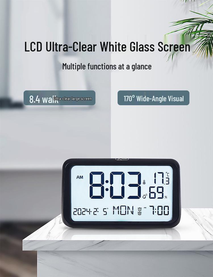 Large LCD Alarm Clock with Night Light - Creative Living Room Multifunctional 8316