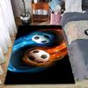 Football-Themed Carpet with Blue and Orange Flame Design, Black Background Suitable for Use As an Anti-slip for Living Room Bedroom Sofas