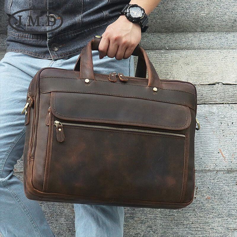 Vintage Crazy Horse Leather Briefcase Laptop Bag