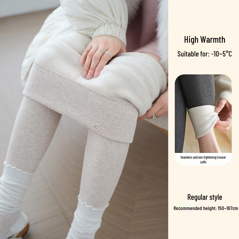 Women's High-Waist Wool Leggings: Warm, Seamless, Thickened, Plus Velvet, Slimming Cotton Pants for Autumn and Winter.