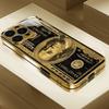 Banknotes Gold Fashion INS Luxurious Highend Phone Case Electroplated Glass PhoneCase for iPhone 17161514131211pm Pro Plus