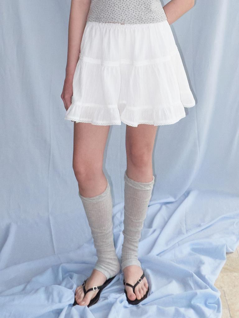 Etmont Lace Tiered Mini Skirt, White