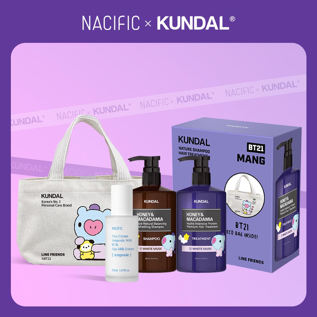 

[NACIFIC x KUNDAL] Набор для волос Kundal White Musk + мини-сумка MANG + ампула Nacific Uyu + подарок