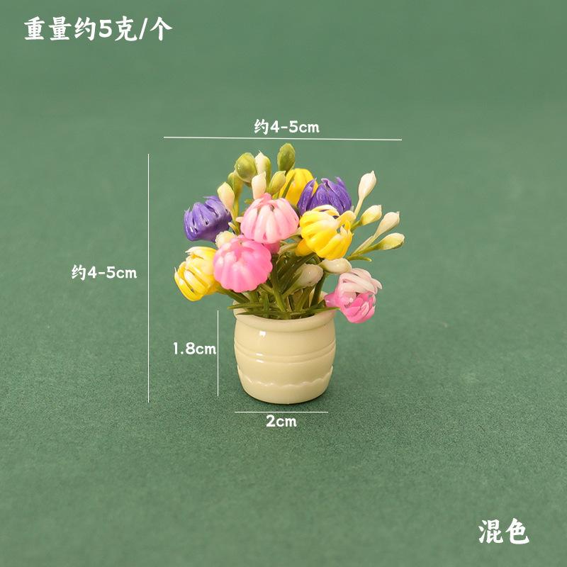 Miniature Mini Plastic Simulation Vase Green Luo Plant Finished Flower Outdoor Doll House Model Accessories for 1:12 Dollhouse