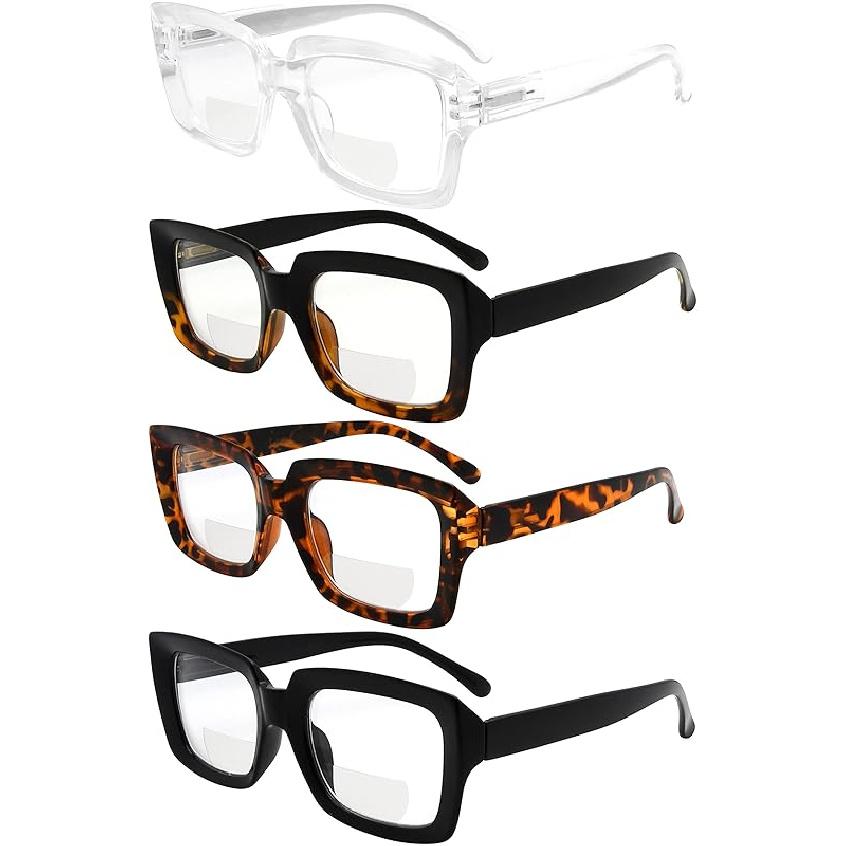 Eyekepper 4 Pack Ladies Bifocal Reading Glasses Square Design Bi-focal Reader Women +2.00 2.0 x