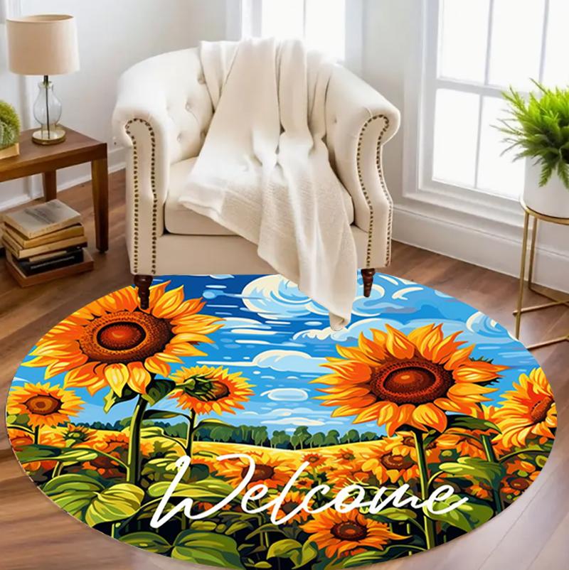 

Wolf Ice Frosted Branches Round Area Rug Chilly Wilderness Pattern Non-Slip Floor Mat for Living Rooms Unique Home Decor Spaces 80cm