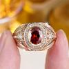 Big Oval Red Crystal Egg Shape Stone Rings For Women Vintage Gold Color Engagement Ring Wedding Jewelry Bridal Versatile Gifts