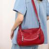 Dropped Pattern First Layer Cowhide Women Single Shoulder Crossbody Simple Multi-Compartment Dumpling Bag Large Capacity Aunt Mother Bag