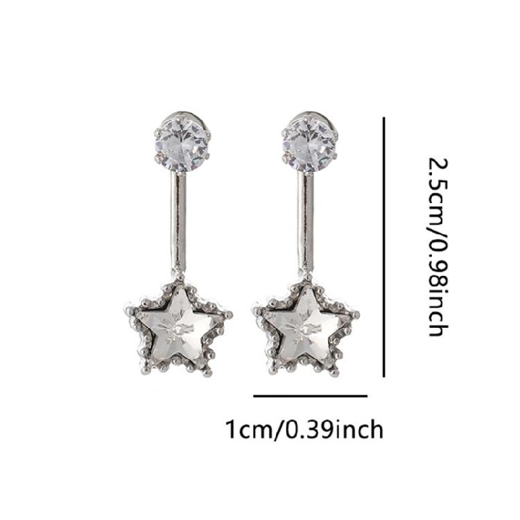 Glittering Star Design Stud Earrings Long Lasting Shine Zinc Alloy Jewelry For Sensitive Ears