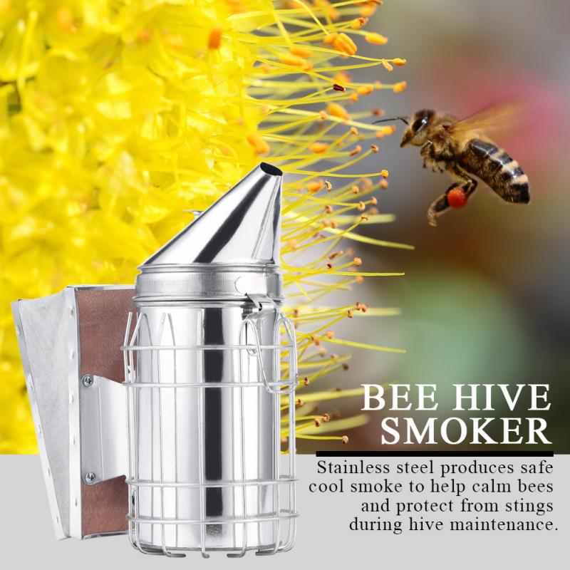 Stainless Steel Bee Hive Smoker with Heat Shield Beekeeping Equipment Tool